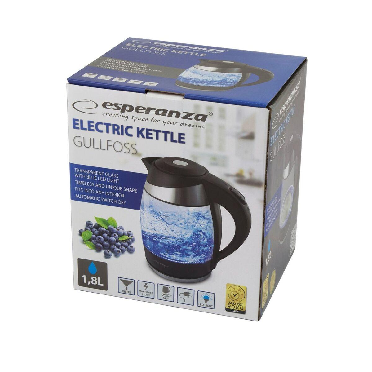 Bollitore Elettrico con Teiera Esperanza EKK009 Nero Vetro Plastica 2200 W 1.8 L