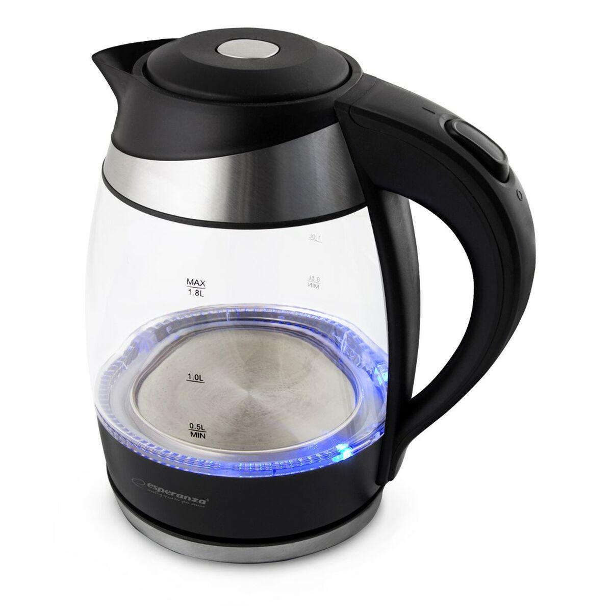 Bollitore Elettrico con Teiera Esperanza EKK009 Nero Vetro Plastica 2200 W 1.8 L