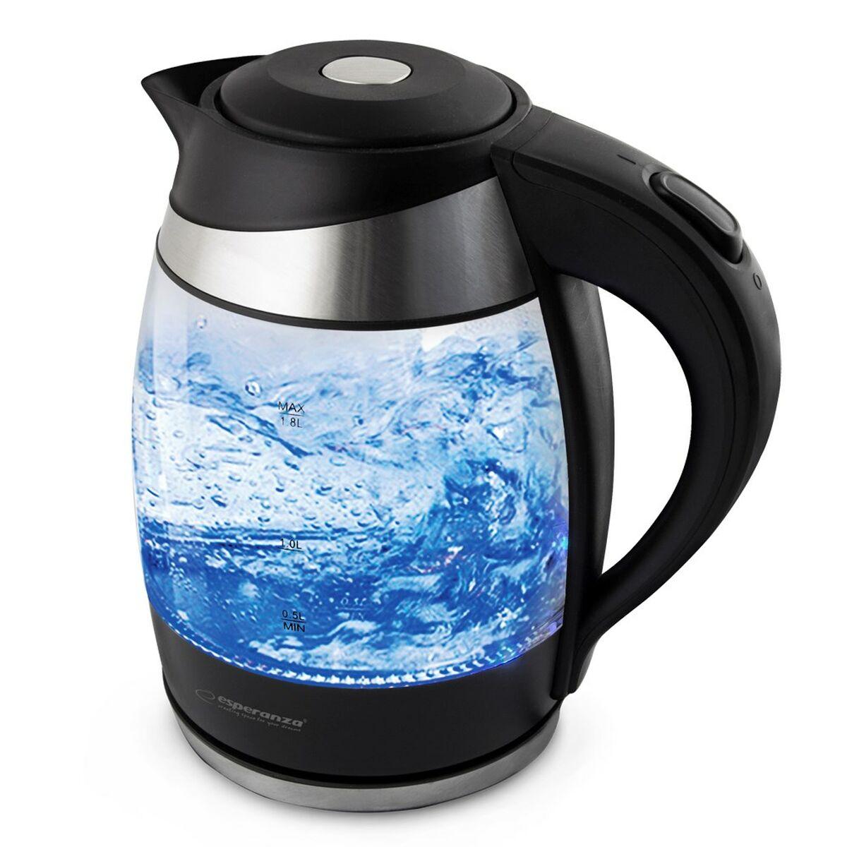 Bollitore Elettrico con Teiera Esperanza EKK009 Nero Vetro Plastica 2200 W 1.8 L