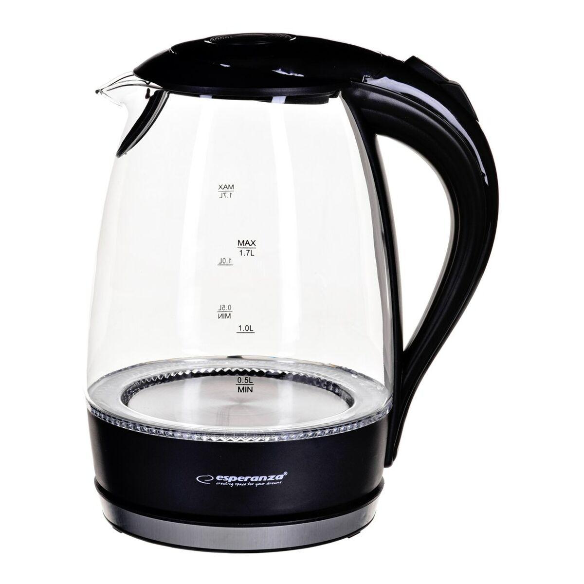 Bollitore Esperanza Nero Vetro Plastica 2200 W 1,7 L