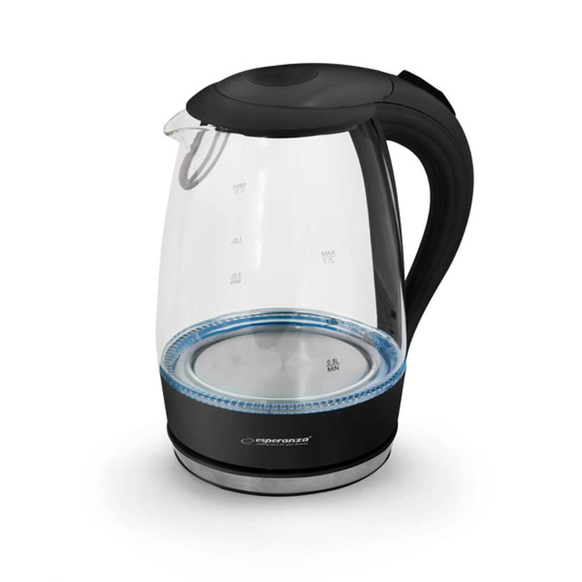 Bollitore Esperanza Nero Vetro Plastica 2200 W 1,7 L