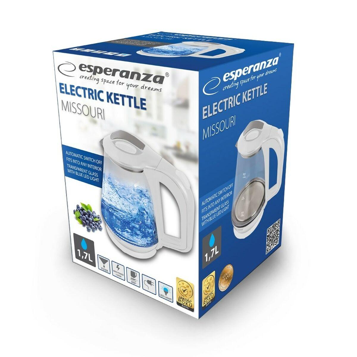 Bollitore Esperanza EKK024W Bianco Vetro Plastica 1500 W 1,7 L