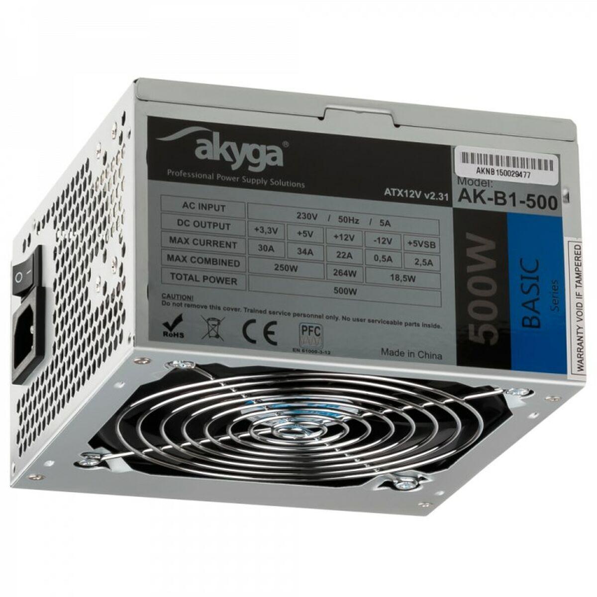 Fonte di alimentazione akyga ak-b1-500 500 w rohs ce cablata atx