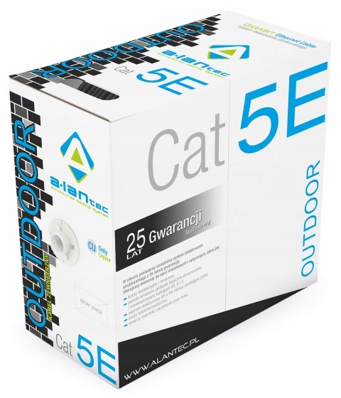 cavo di rete filo esterno rame KIU5OUTZ305 UTP 305m cat. 5e colore nero