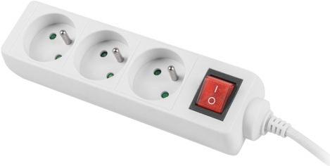 Lanberg PS1-03E-0300-W StikdÃ¥se 3-stik 10A Hvid 3m