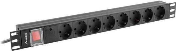 POWER STRIP RACK PDU 19 1U 16A 8X SHUKO 2M NERO PDU-08F-0200-BK
