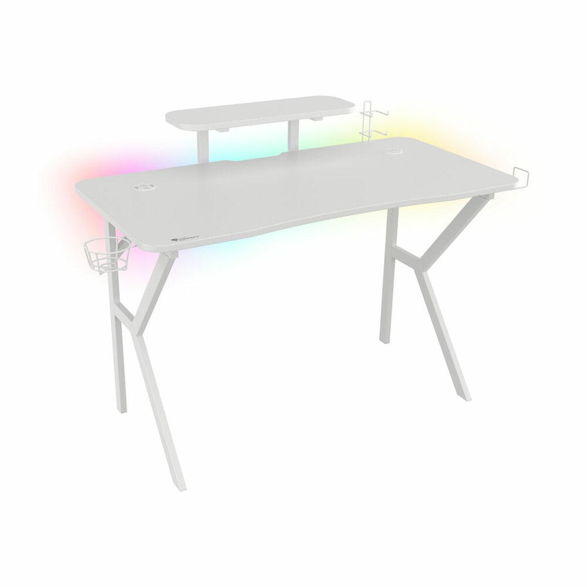 Scrivania Gaming Genesis Holm 320 RGB Bianco Legno MDF