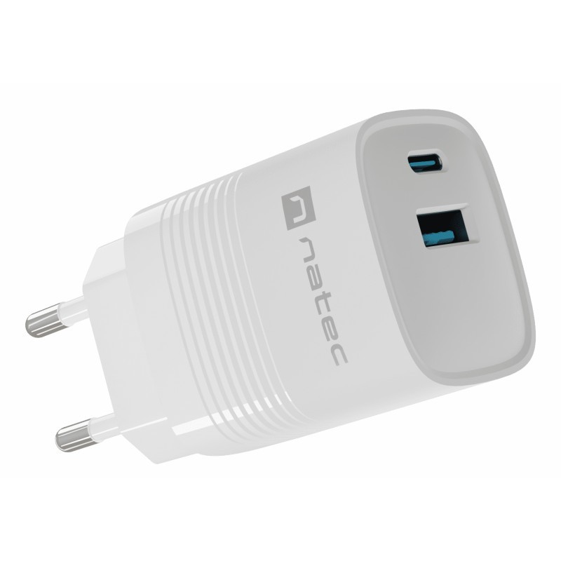 CARICABATTERIE RIBERA GAN 1X USB-A + 1X USB-C 30W BIANCO NUC-2140