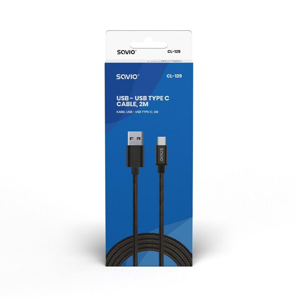 Cavo USB A con USB C Savio CL-129 Nero 2 m