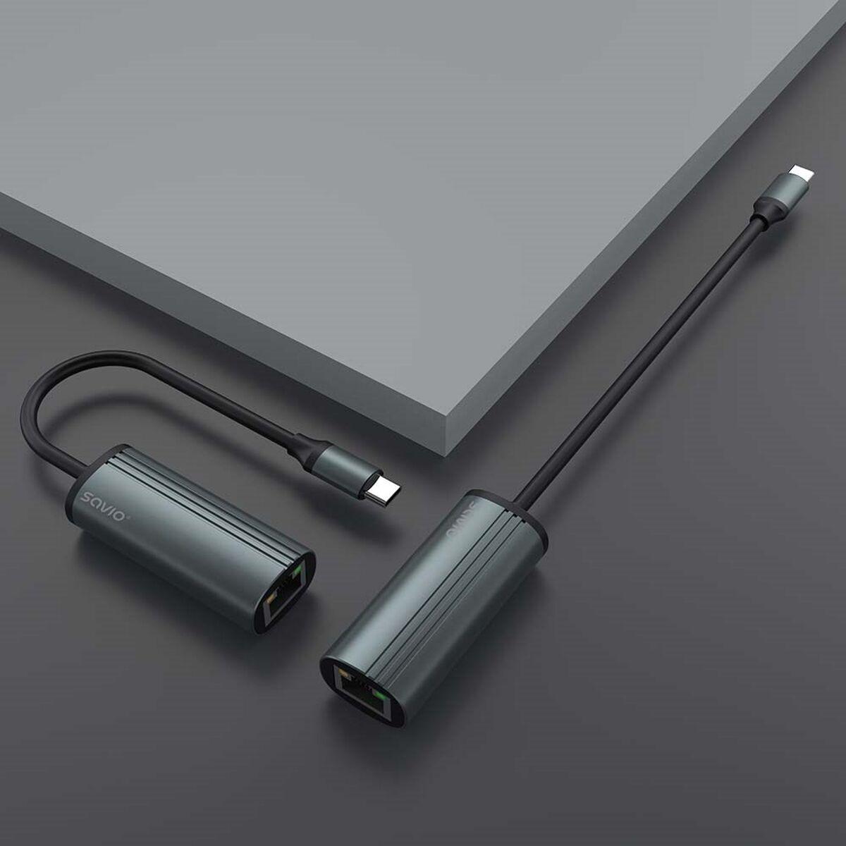 Adattatore USB-C con Ethernet Savio AK-56