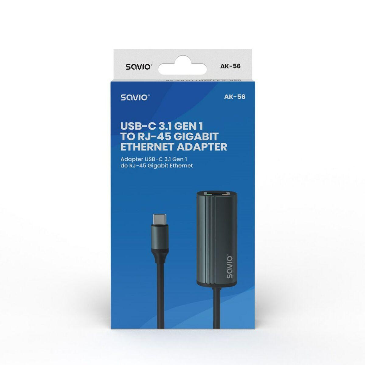 Adattatore USB-C con Ethernet Savio AK-56