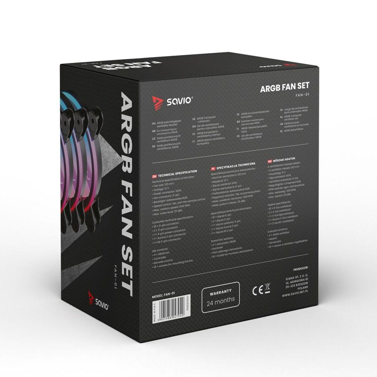 Ventola da Case Savio FAN-01 ARGB ÃƒËœ 12 cm