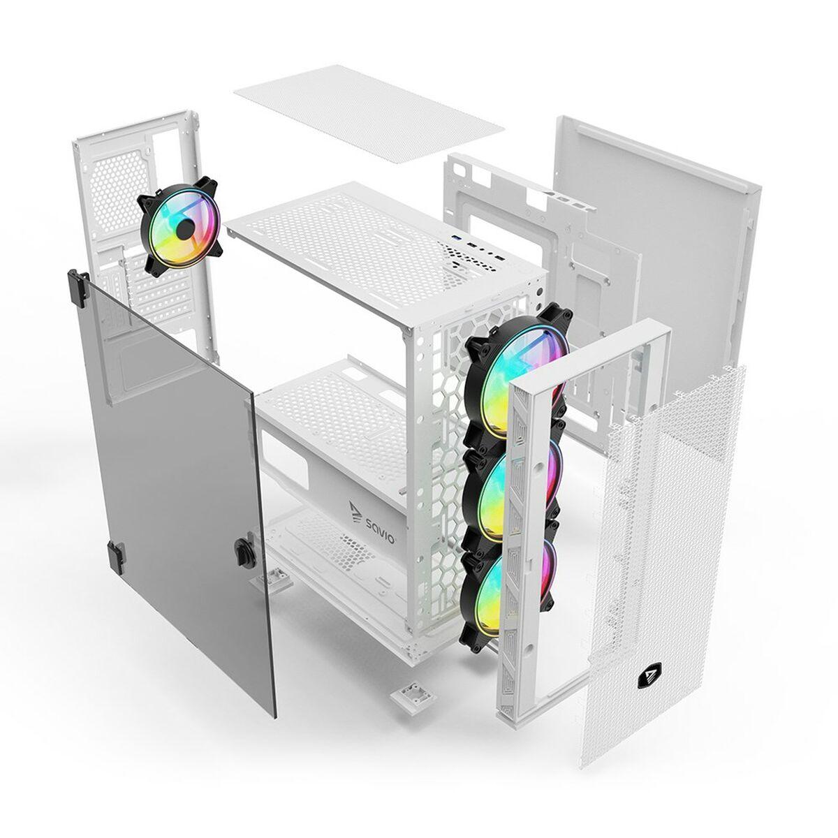 Case computer desktop ATX Savio RAPTOR WHITE X1 Nero Multicolore