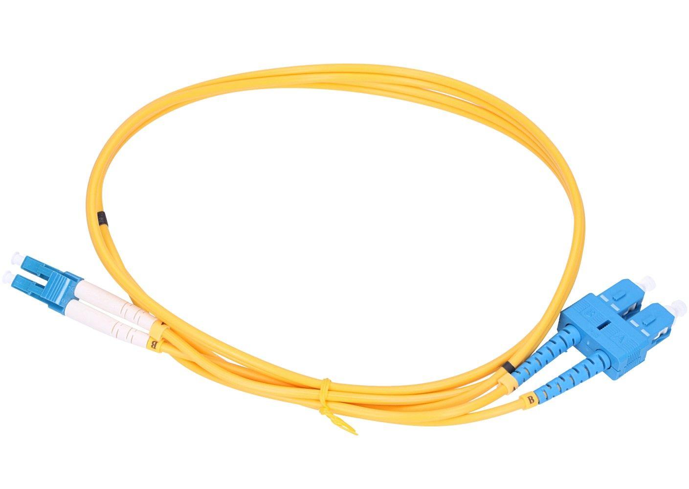 Extralink SC/UPC-LC/UPC | Patchcord | PVC, Monomodale, Duplex, G652D, 3mm, 3m
