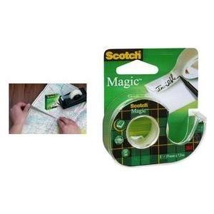 Film adesivo scozzese 3M Magic 810, invisibile, 19 mm x 30 m Diametro del nucleo: 25 mm, incluso il rullo manuale - 1 pezzo (BP