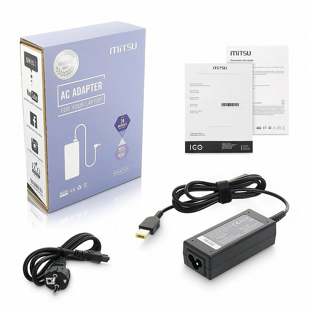 ALIMENTATORE 20V 2,25A RETTANGOLARE 11,0X4,5 PIN - YOGA - LENOVO