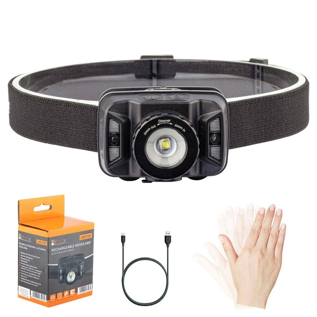 Torcia frontale LED Libox LB0106 Bianco Nero 250 LM
