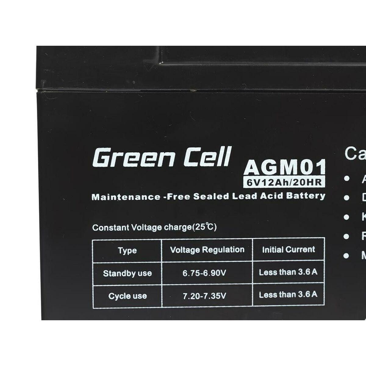 Green Cell AGM Battery 6V 12Ah - Batterie - 12.000 mAh Acido piombo VRLA (Green Cell AGM VRLA 6V 12Ah maintenance-free battery