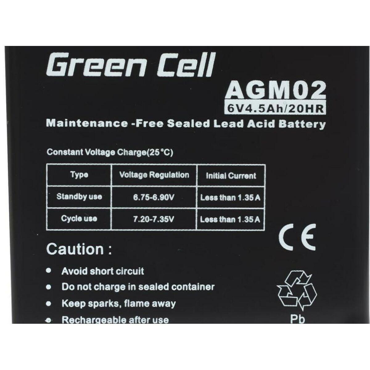 Green Cell AGM02 batteria UPS Acido piombo VRLA (Green Cell AGM VRLA 6V 4.5Ah maintenance-free battery for alarm system cash re
