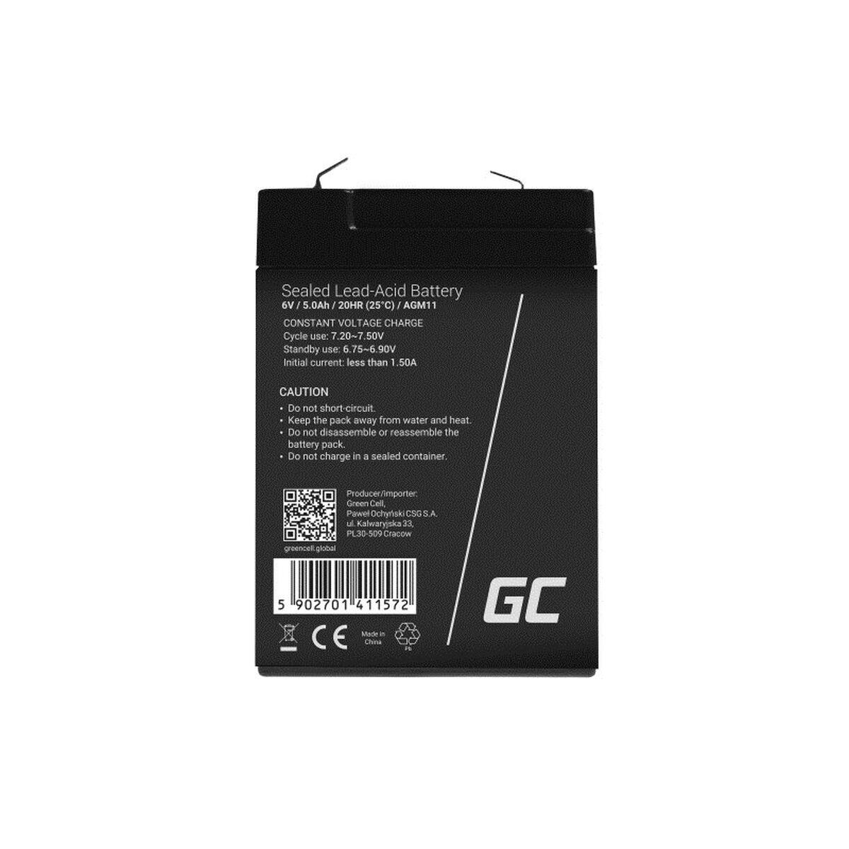 Green Cell AGM11 batteria UPS Acido piombo VRLA 6 V 5 Ah (Green Cell AGM VRLA 6V 5Ah maintenance-free battery for alarm system