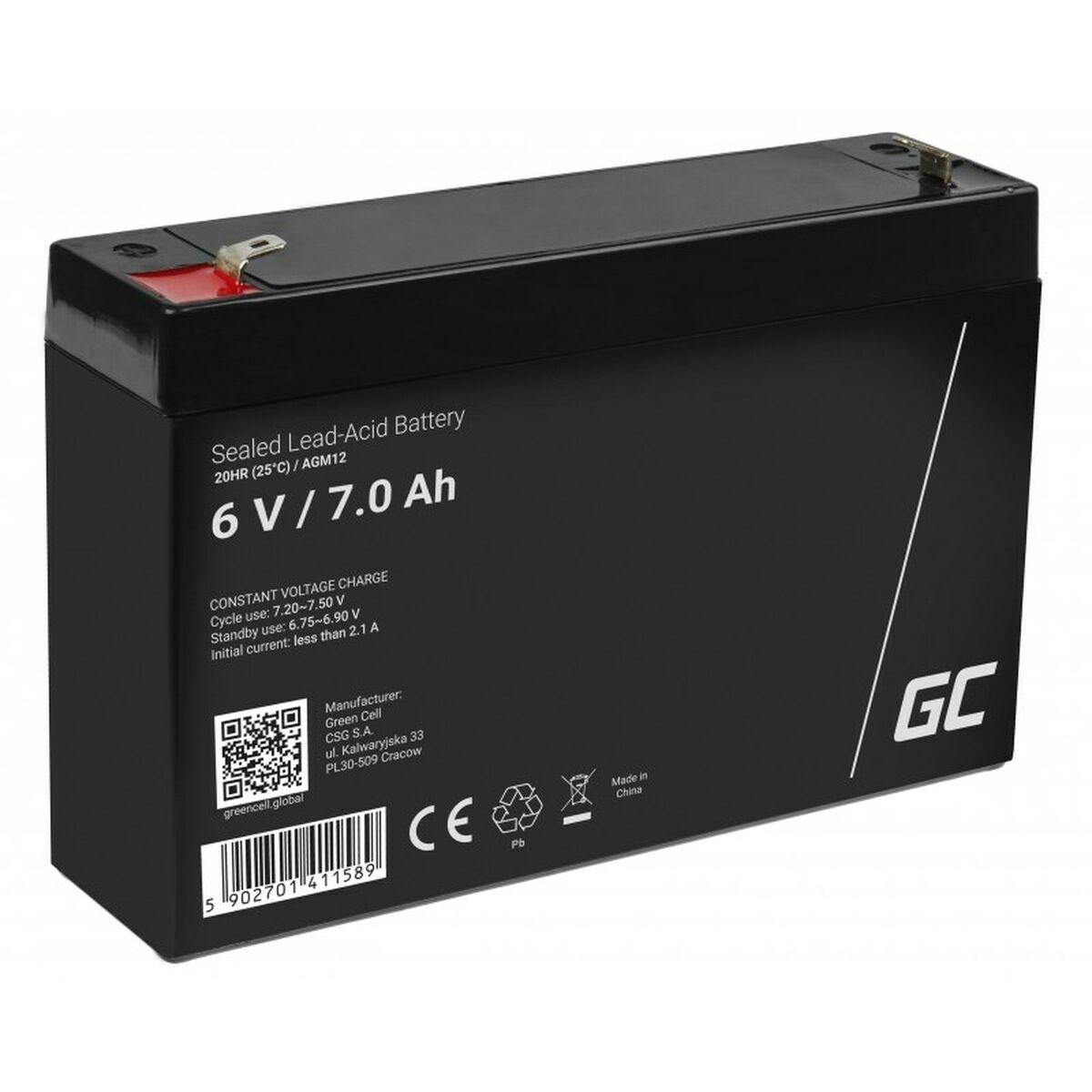 Green Cell AGM VRLA 6V 7Ah maintenance-free battery for alarm system cash register toys