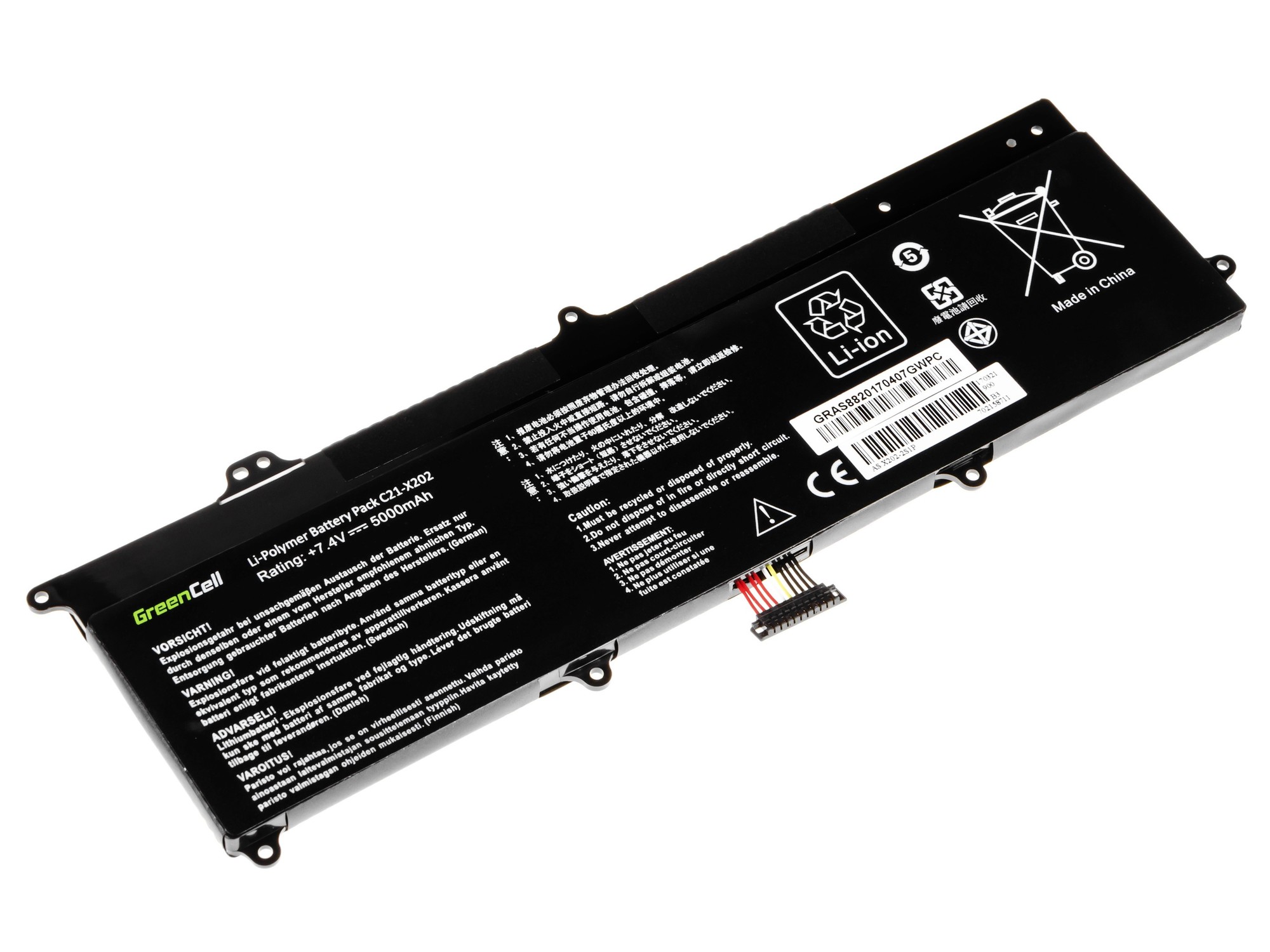 Batteria per portatile Asus VivoBook F202E Q200E S200E - 7,4 V - 4500 mAh