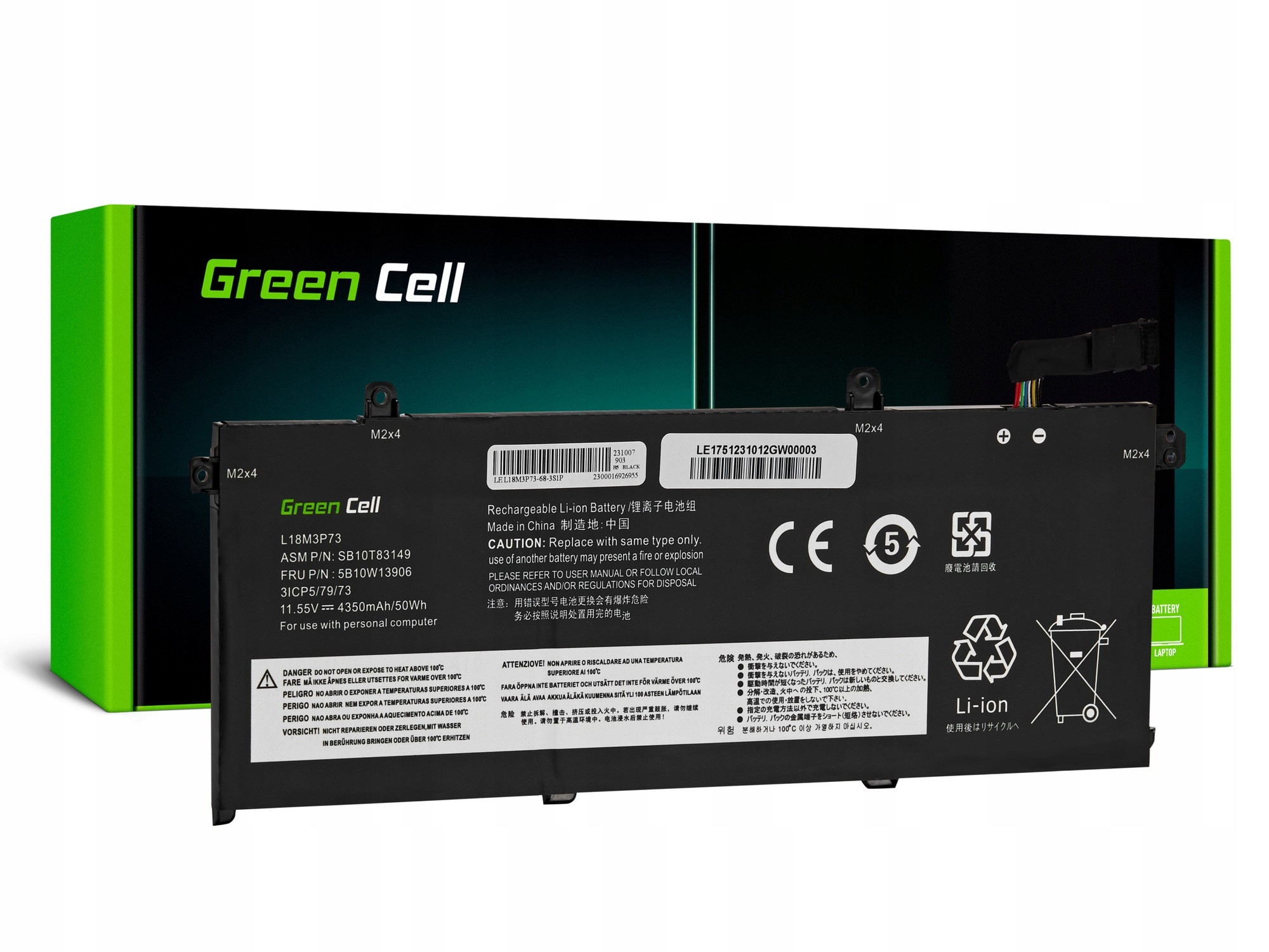 Batteria per portatile Lenovo ThinkPad T490 T495 P43s P14s - 4350mAh
