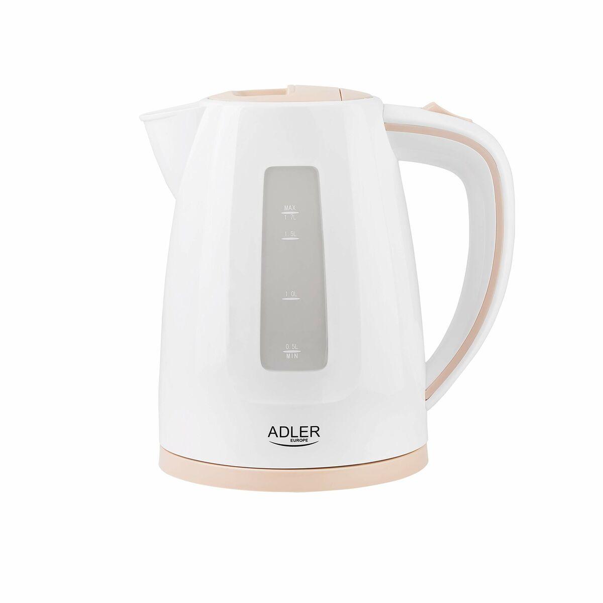 Bollitore Elettrico con Teiera Adler AD 1264 Bianco Nocciola Acciaio inossidabile Plastica 2200 W 1,7 L
