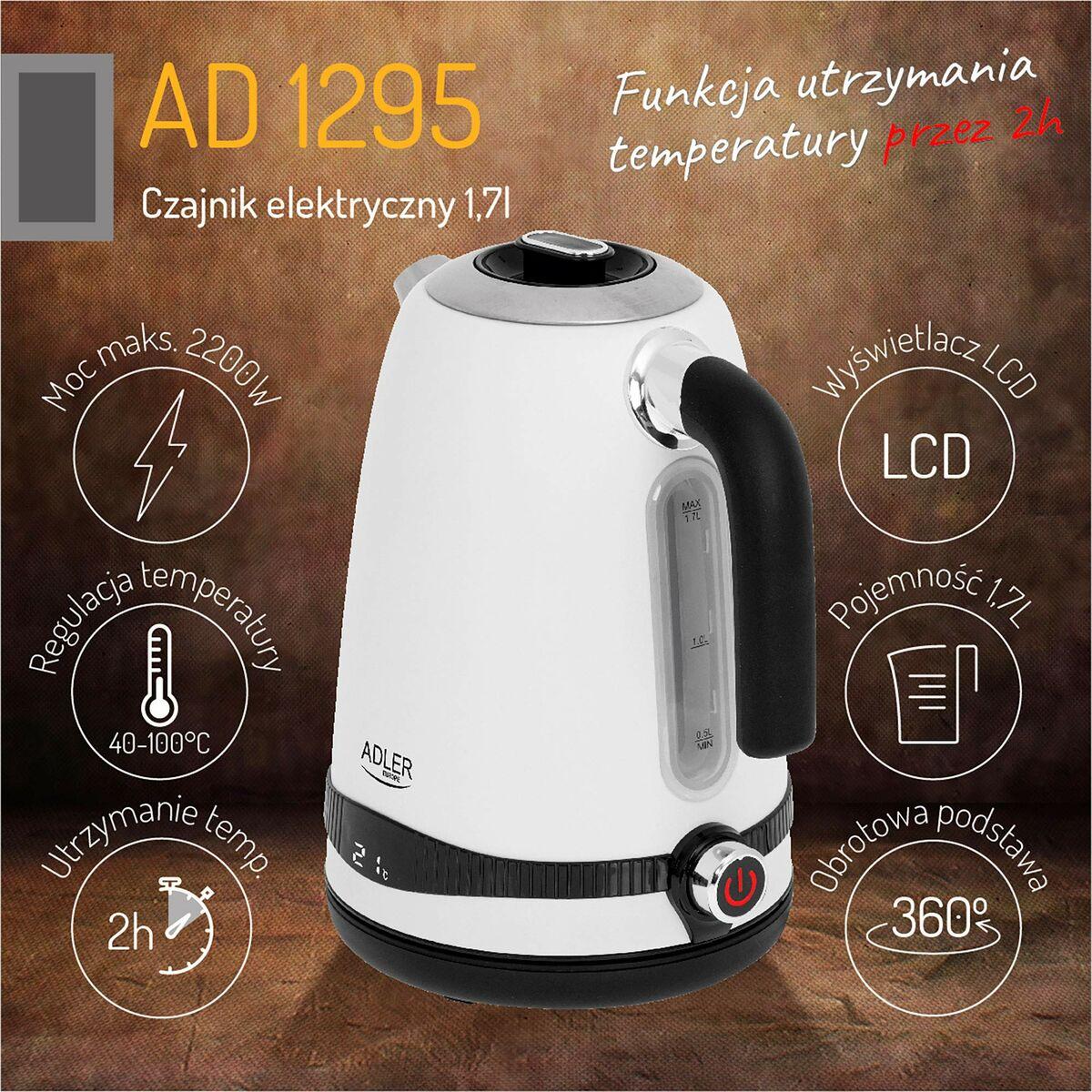 Bollitore Adler Bianco Acciaio inossidabile 2200 W 1.7 L
