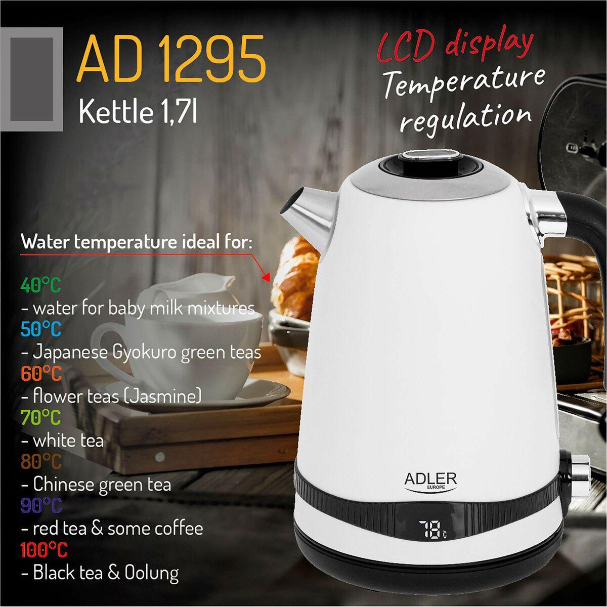 Bollitore Adler Bianco Acciaio inossidabile 2200 W 1.7 L