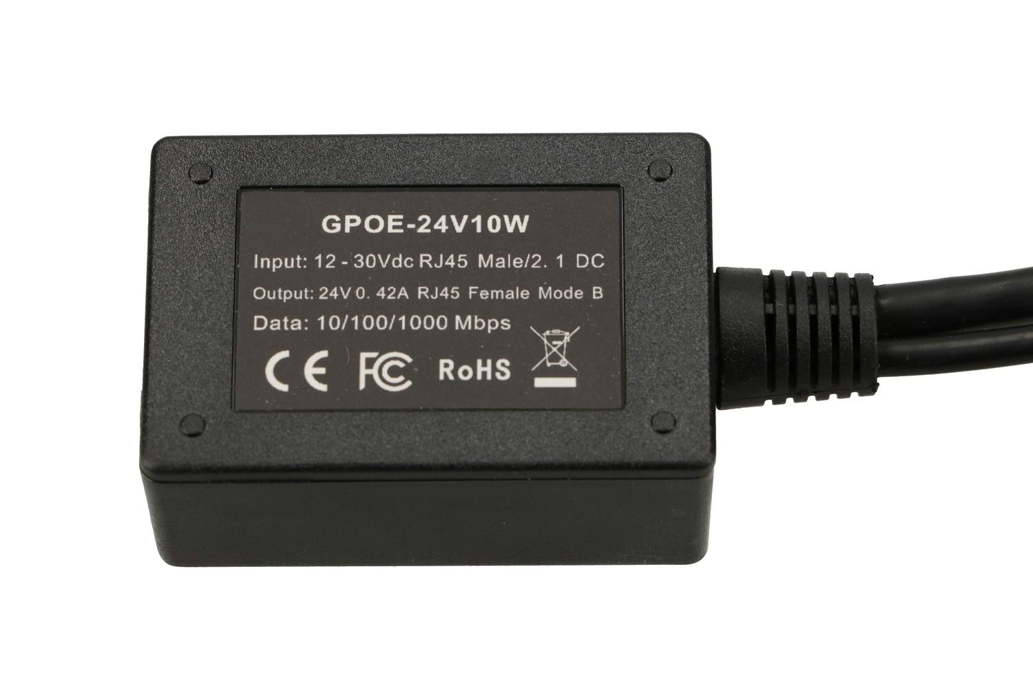 Extralink 1 Port Inverter PoE Ingresso 1x 1000 Mb / s RJ45 / Jack 10-24 V uscita 24 V.
