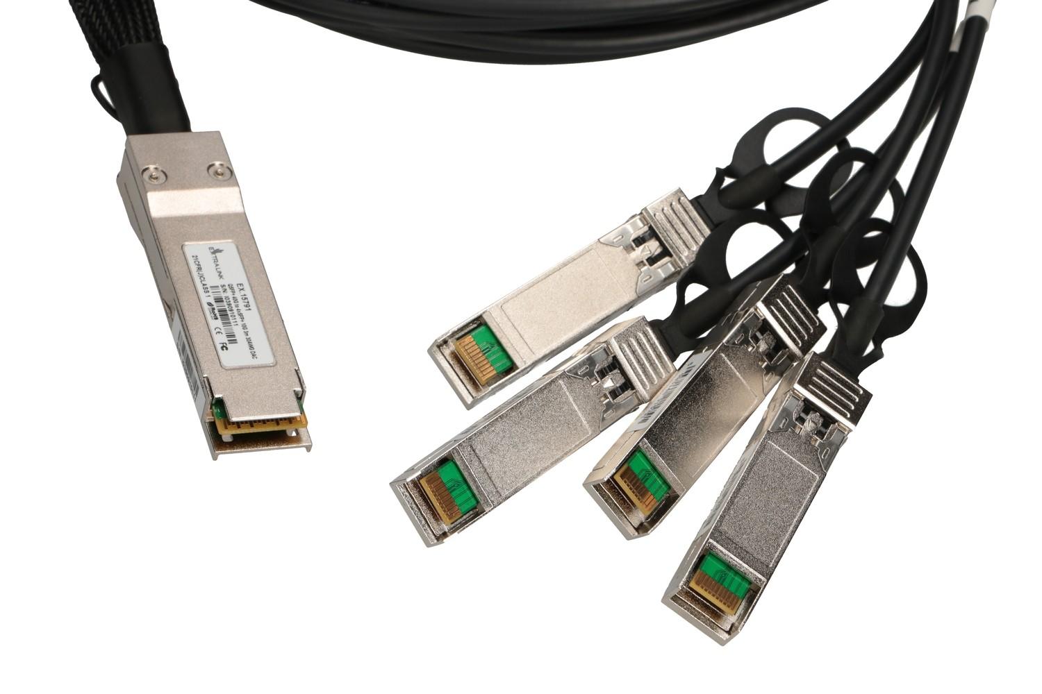 Extralink QSFP+ DAC | Cavo QSFP+ | DAC, 40Gbps, 4x 10Gbps 3m, 30AWG
