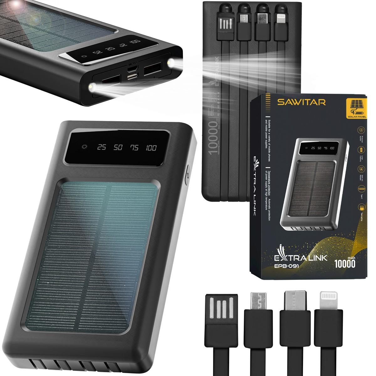 Extralink EPB-091 10000mAh Nero Powerbank Solar Power bank USB-C