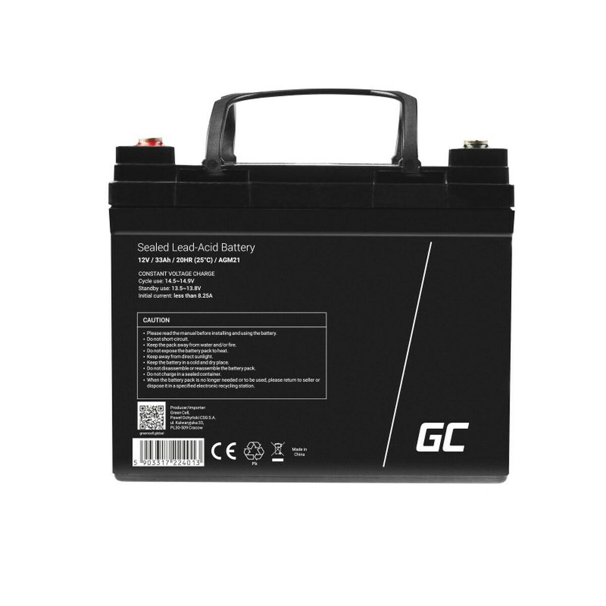 Batteria Green Cell AGM VRLA 12V 33Ah senza manutenzione per tosaerba scooter barca sedia a rotelle