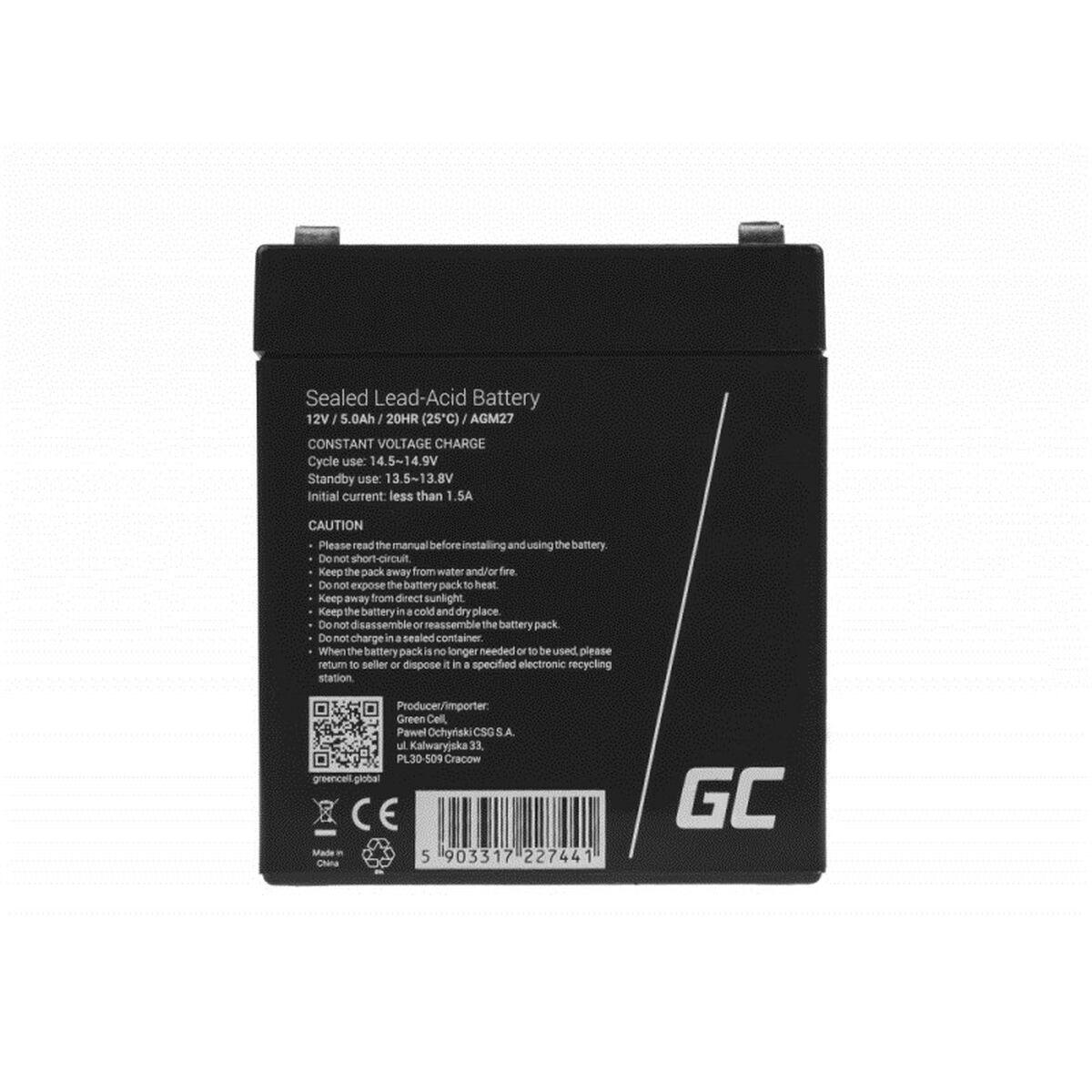 Green Cell AGM27 batteria UPS Acido piombo VRLA 12 V 5 Ah (Green Cell AGM VRLA 12V 5Ah maintenance-free battery for alarm syste