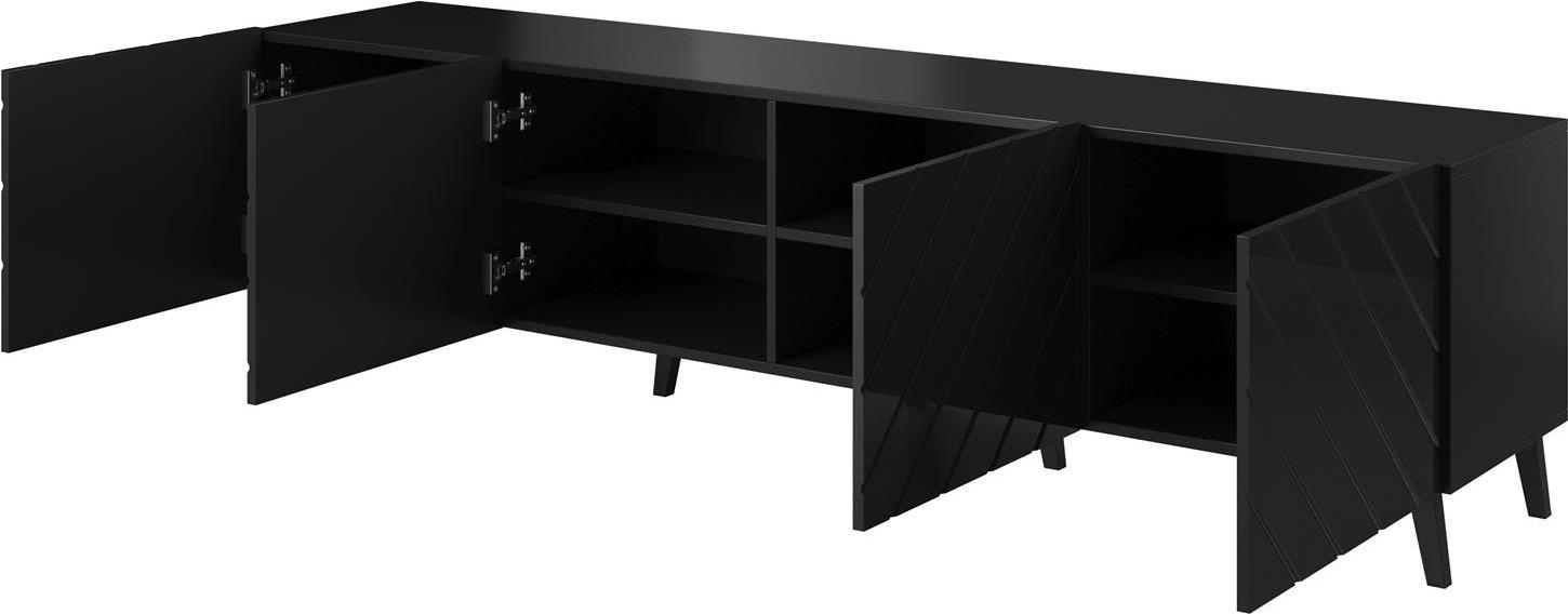 CAMA RTV Cabinet Abeto 200x42x52 Black Glossy - Nero - Piatto in fibra di media densità (MDF) - Black - Piatto in fibra di med