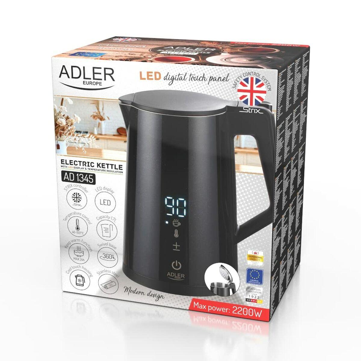 Bollitore Adler AD 1345b Nero Acciaio inossidabile 2200 W 1850 W 1,7 L