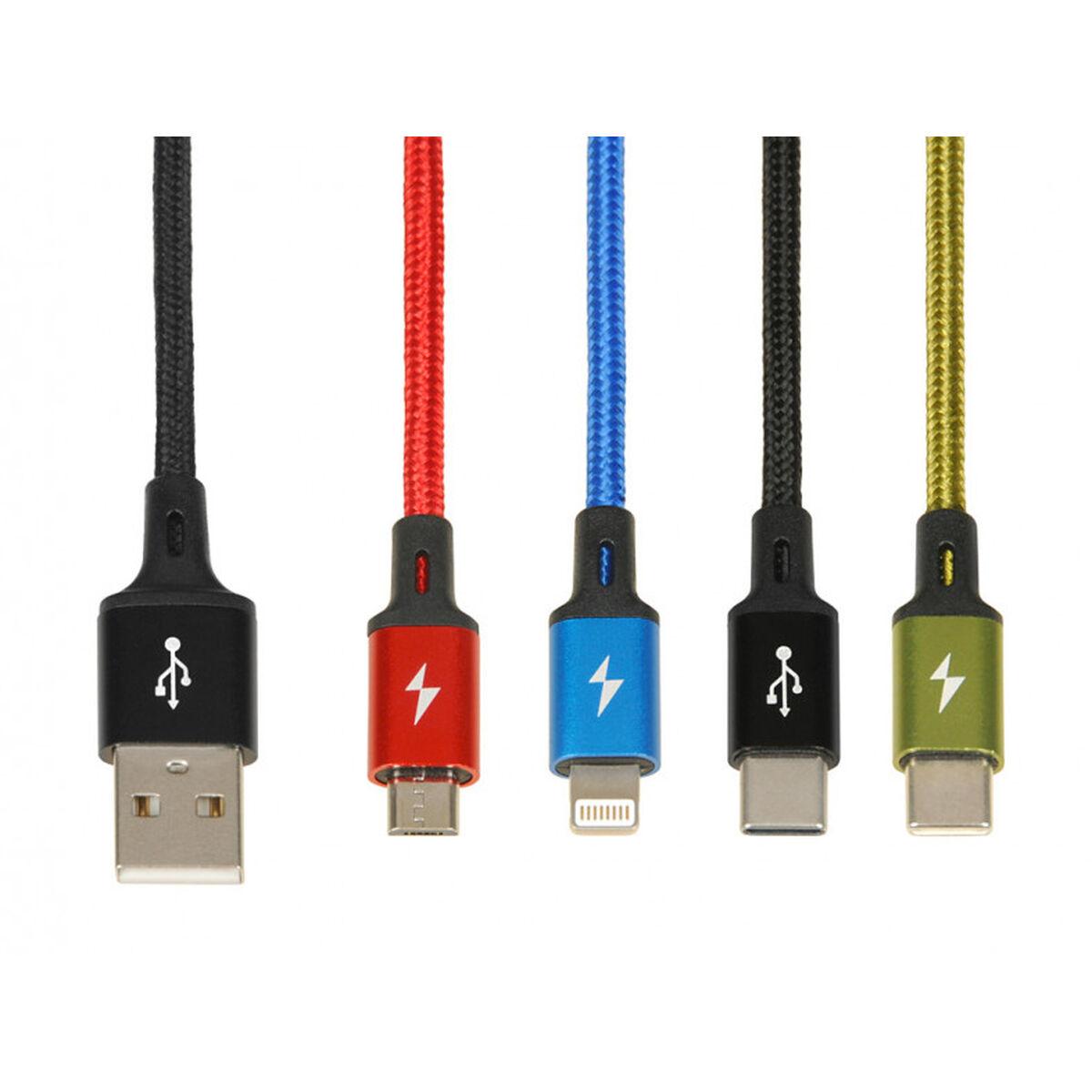 Cavo da USB a Micro USB, USB-C E Lightning ibox ikum4w1clr nero multicolore 1,2 m