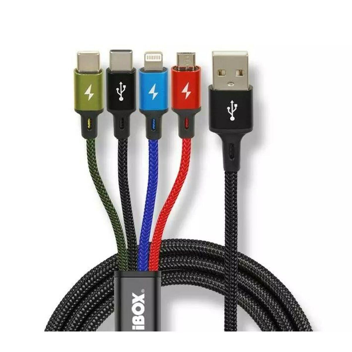 Cavo da USB a Micro USB, USB-C E Lightning ibox ikum4w1clr nero multicolore 1,2 m