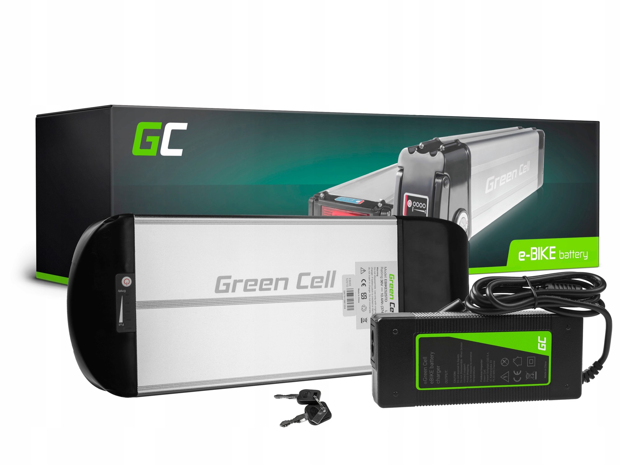 Batteria E-Bike con Caricabatterie - Portapacchi Posteriore - 36V - 15Ah