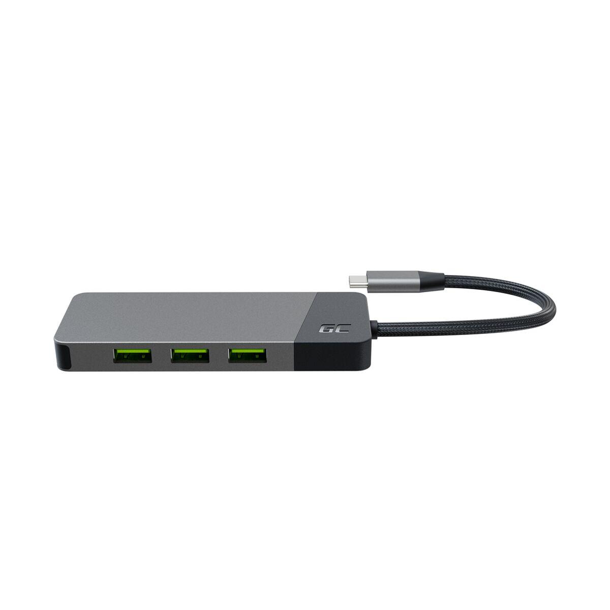 Green Cell HUBGC01 hub di interfaccia USB tipo-C 5000 Mbit/s Argento (Green Cell Adapter HUB Connect 7in1 with 3x USB-A HDMI US