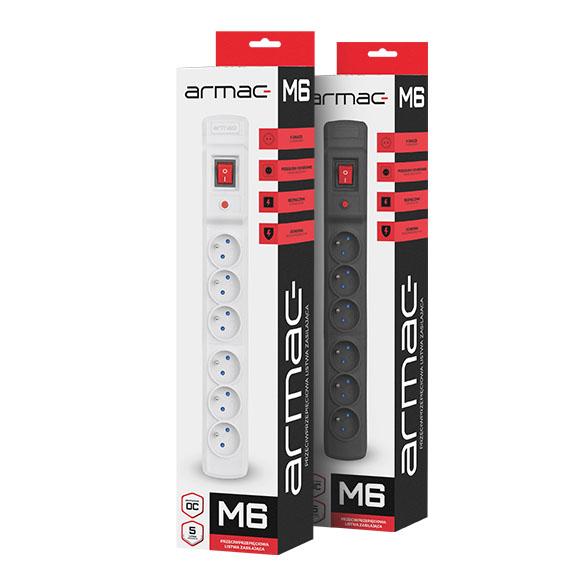 Armac Multi M6 | Presa multipla | sistema anti-sovratensione, 6 prese, cavo 3m, nero