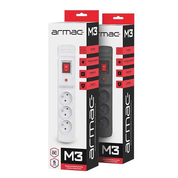 Armac Multi M3 | Presa multipla | sistema anti-sovratensione, 3 prese, cavo 1,5m, grigio