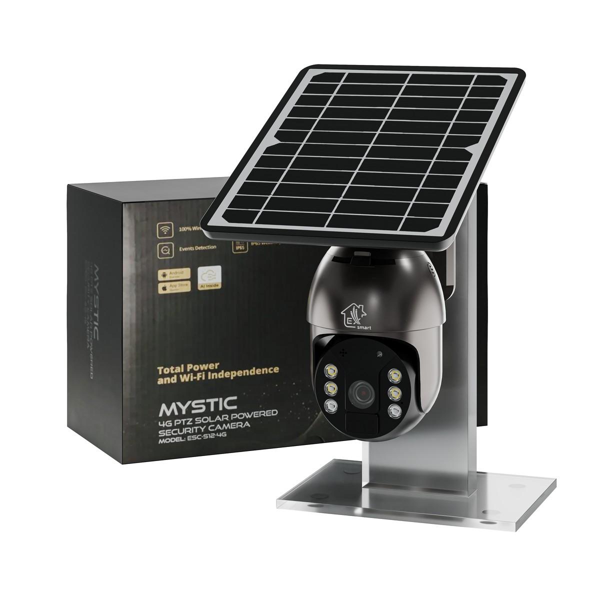 Extralink Mystic 4G PTZ | Telecamera 3G/4G/LTE | con pannello solare da 8W, 1080p, IP66, 4 batterie 18650