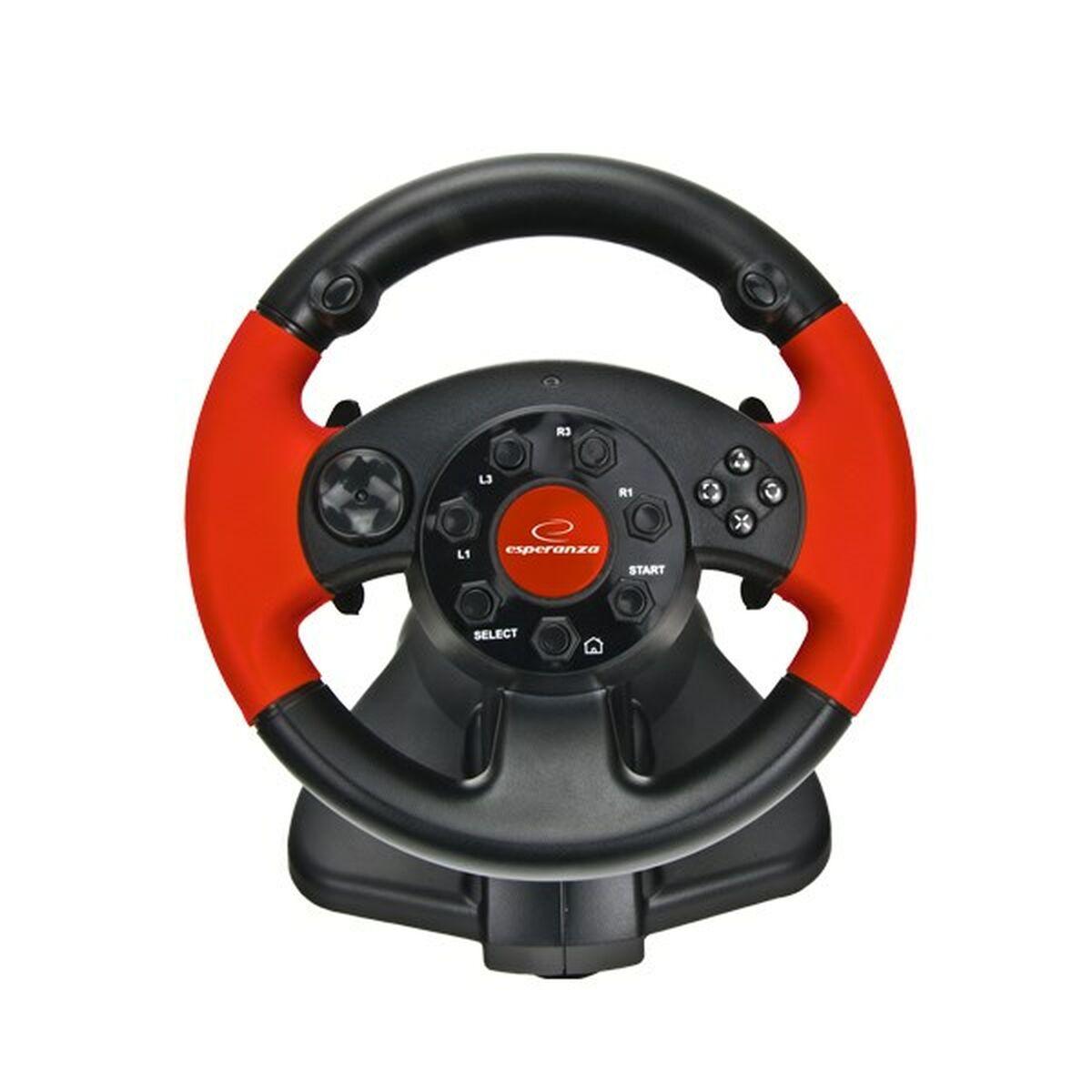 VOLANTE RACING ESPERANZA EG103 PEDALI NERO ROSSO PC PlayStation 3 PlayStation 2