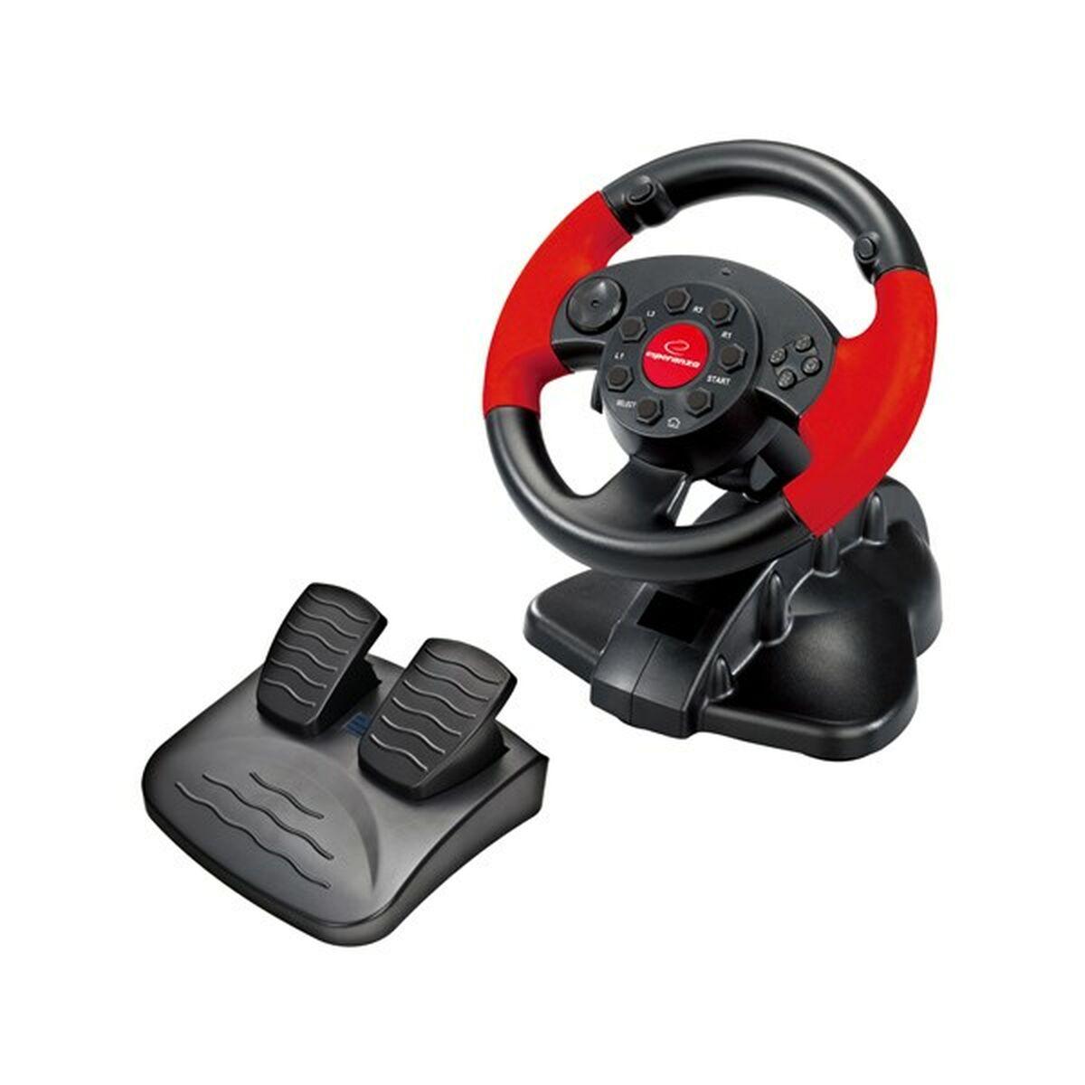 VOLANTE RACING ESPERANZA EG103 PEDALI NERO ROSSO PC PlayStation 3 PlayStation 2