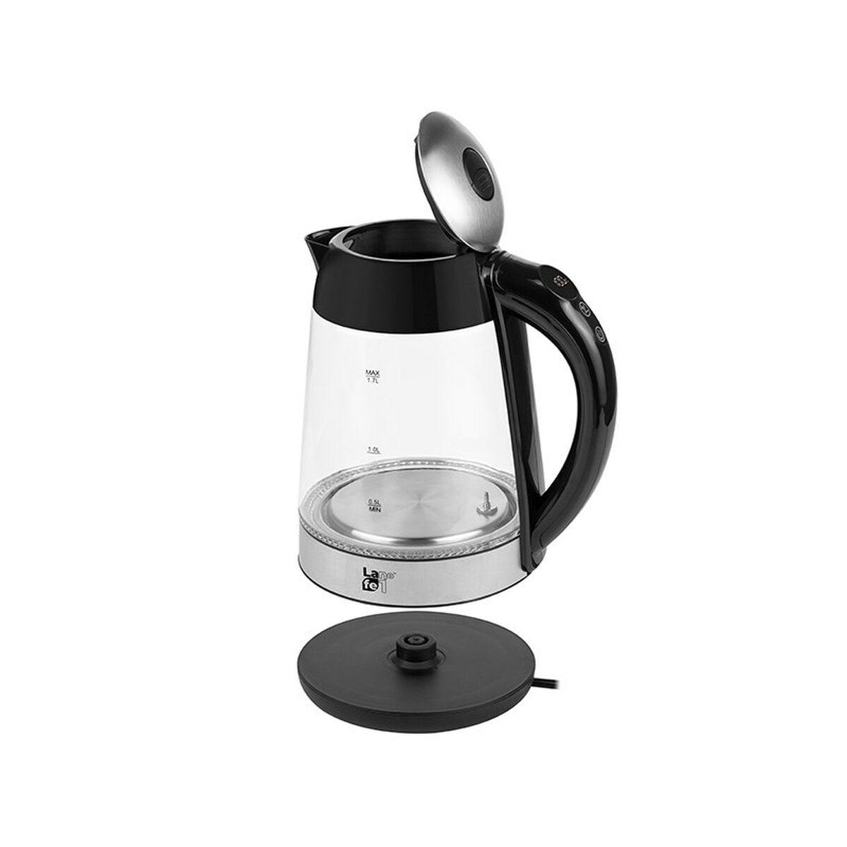 Bollitore Lafe CEG015 Nero Trasparente Argentato Vetro Plastica 2200 W 1,7 L