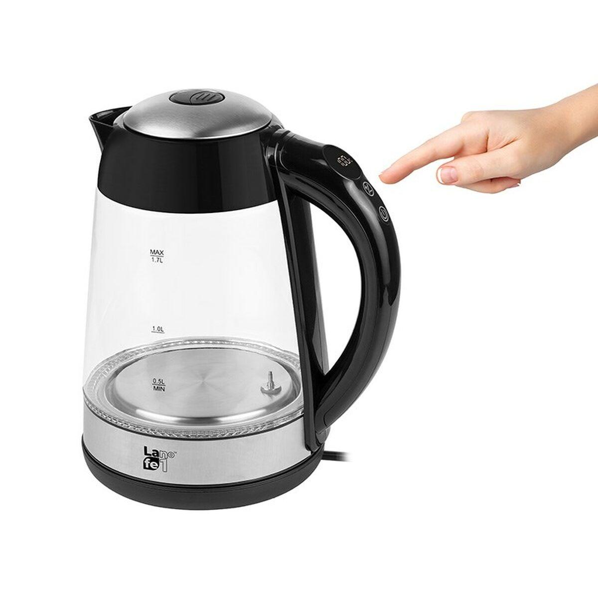 Bollitore Lafe CEG015 Nero Trasparente Argentato Vetro Plastica 2200 W 1,7 L