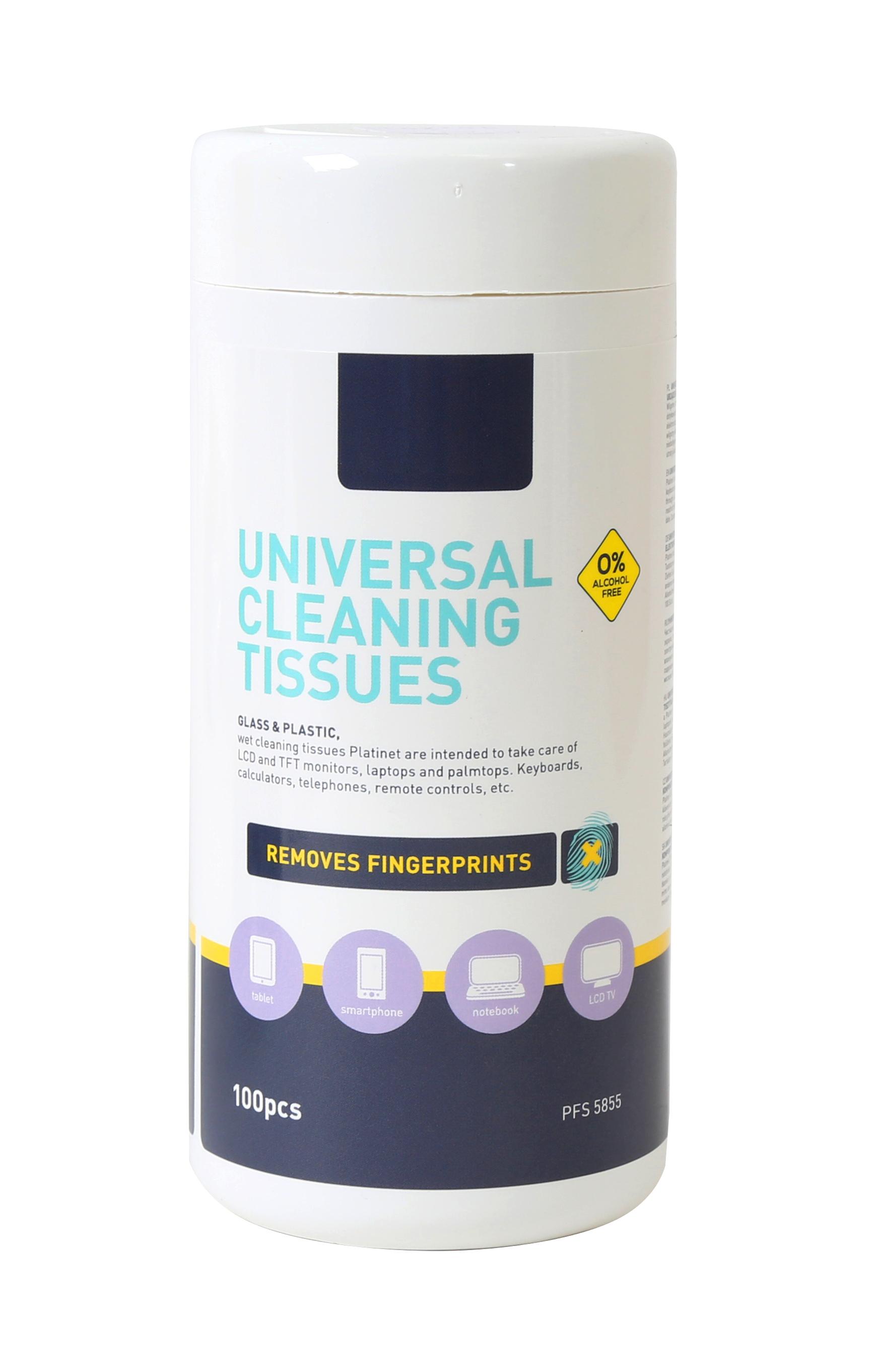 Platinet PFS5855 kit per la pulizia Universale Salviettine per la pulizia dell'apparecchiatura (LCD CLEANING TISSUES [100 PACK]
