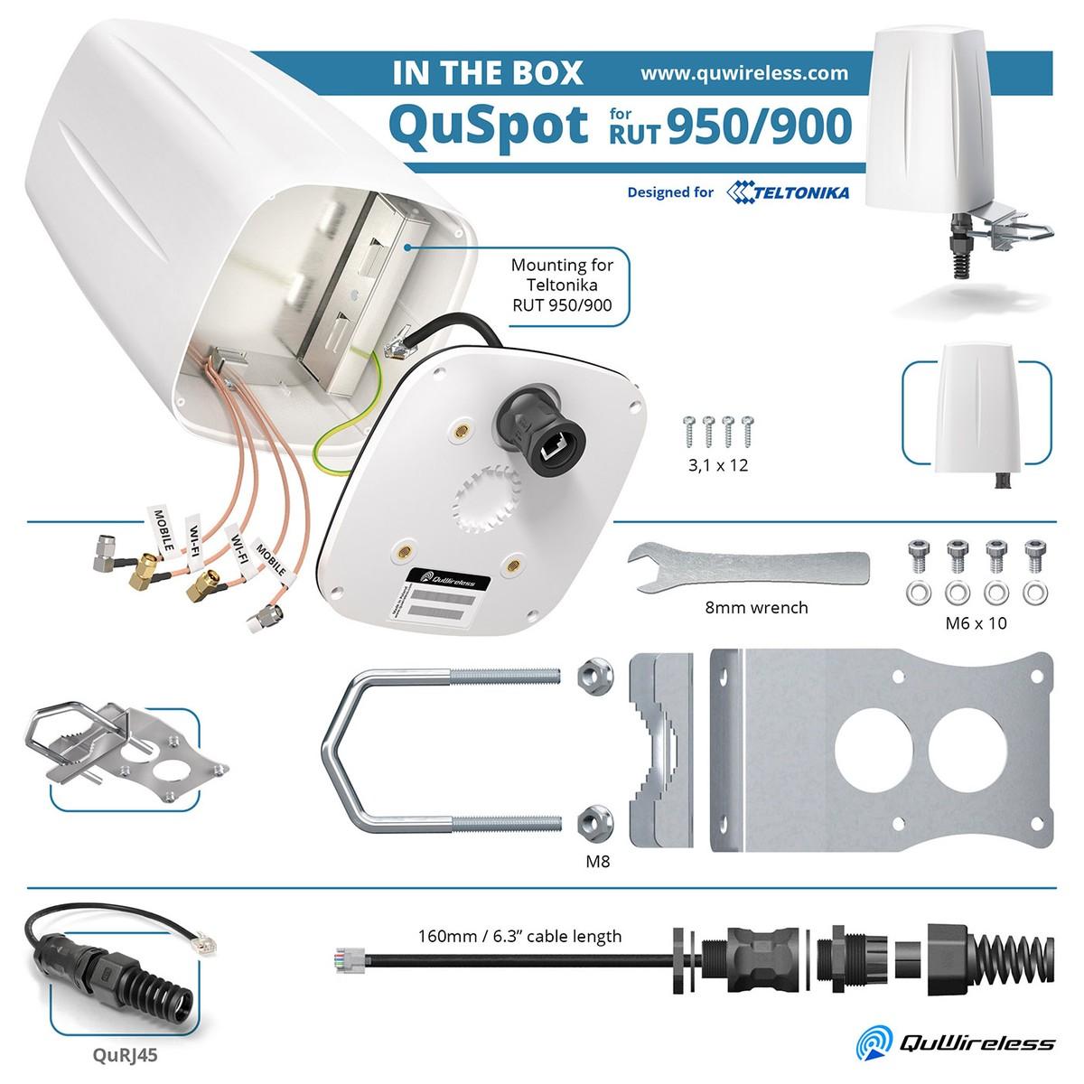 QuWireless QuSpot A950S Antenna LTE Wi-Fi per Teltonika RUT951/RUT950/RUT900